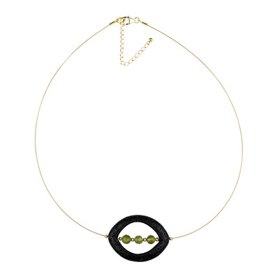 Collar en acero inoxidable con Lava negra