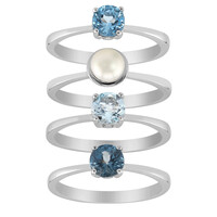Anillo en plata con Topacio azul suizo