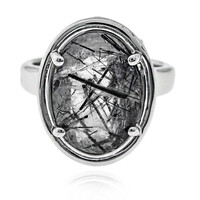 Anillo en plata con Cuarzo rutilado negro