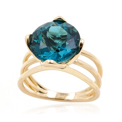 Anillo en oro con Apatita azul caribe (de Melo)