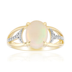 Anillo en oro con Ópalo blanco de Brasil