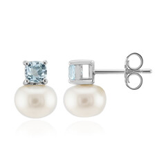 Pendientes en plata con Perla blanca Freshwater (Michelle Albala)