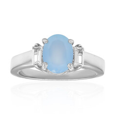 Anillo en plata con Calcedonia agua