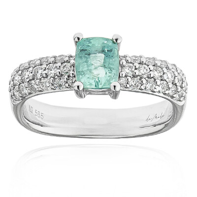 Anillo en oro con Turmalina azul del Caribe (de Melo)