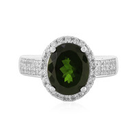 Anillo en plata con Diópsido de Rusia