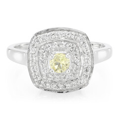 Anillo en plata con Danburita neón amarillo