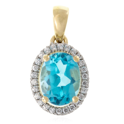 Colgante en oro con Topacio azul suizo