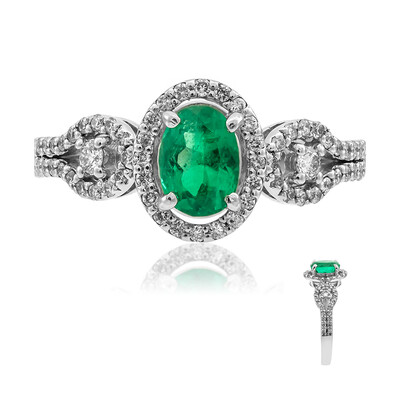 Anillo en platino con Esmeralda de Zambia AAA (CIRARI)