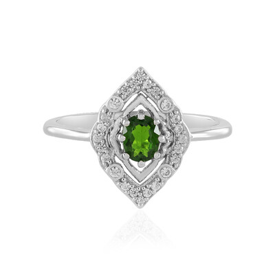 Anillo en plata con Diópsido de Rusia