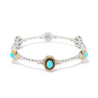 Brazalete en plata con Turquesa bella durmiente (Dallas Prince Designs)
