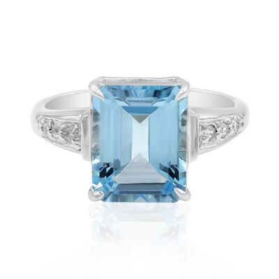 Anillo en plata con Topacio azul cielo