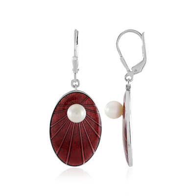 Pendientes en plata con Perla blanca Freshwater (Adela Silber)