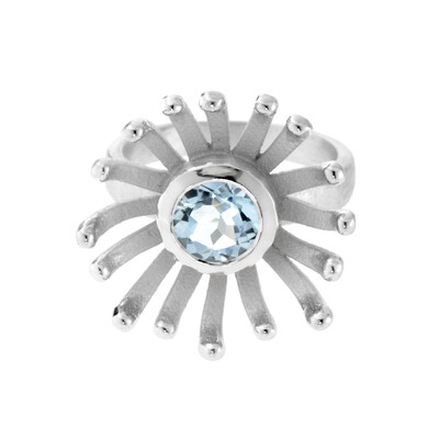 Anillo en plata con Topacio azul cielo