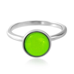 Anillo en plata con Ámbar colombiano verde