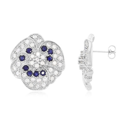Pendientes en oro con Zafiro azul