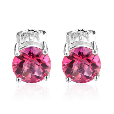 Pendientes en plata con Topacio rosa