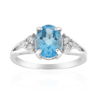 Anillo en plata con Topacio azul suizo