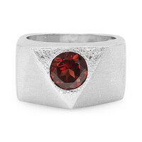 Anillo de hombre en plata con Granate de Mozambique