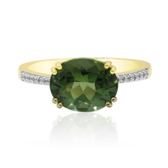 Anillo en oro con Apatita verde (Tenner Diniz)