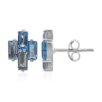 Pendientes en plata con Topacio azul suizo