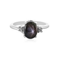 Anillo en plata con Zafiro estrella negra