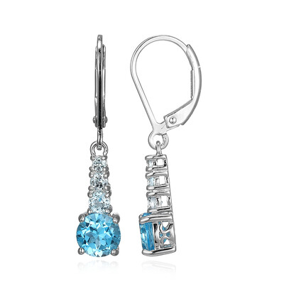 Pendientes en plata con Topacio azul suizo