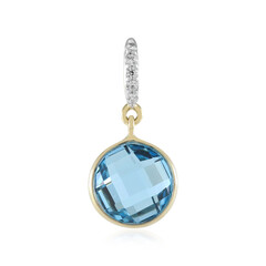 Colgante en oro con Topacio azul suizo