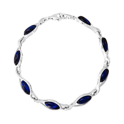 Brazalete en plata con Ámbar colombiano azul (dagen)
