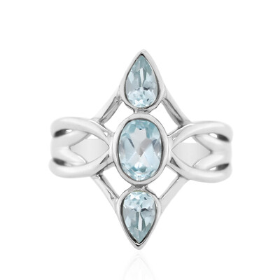 Anillo en plata con Topacio azul cielo