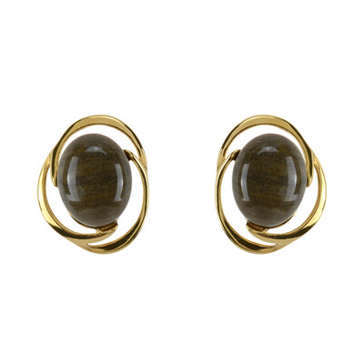 Pendientes en plata con Madera de palma petrificada (dagen)