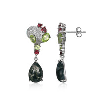 Pendientes en plata con Ágata de musgo