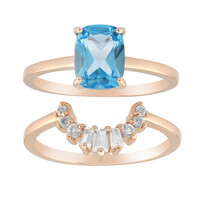 Anillo en plata con Topacio azul suizo