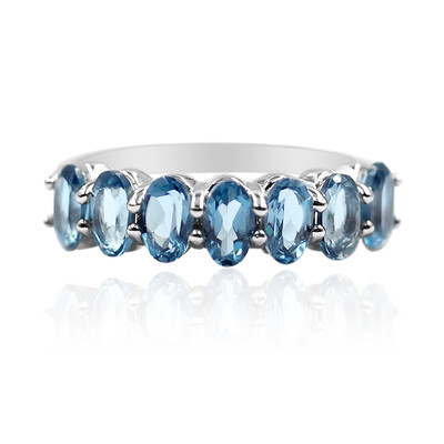 Anillo en plata con Topacio azul de Londres