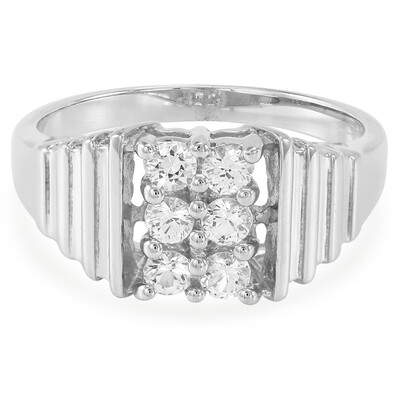 Anillo de hombre en plata con Zafiro blanco