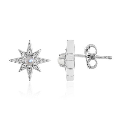 Pendientes en plata con Piedra de Luna arcoíris