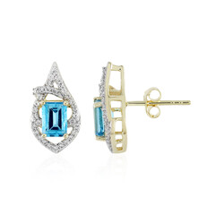 Pendientes en oro con Topacio azul suizo (Adela Gold)