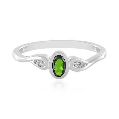 Anillo en plata con Diópsido de Rusia