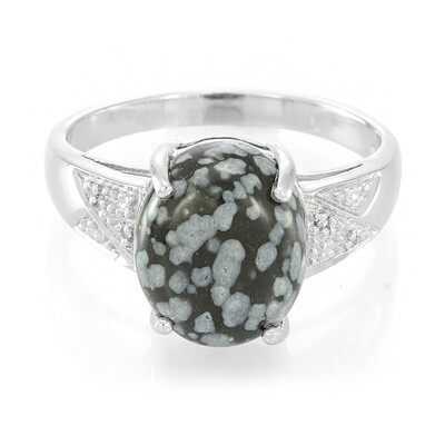 Anillo en plata con Obsidiana Copo de Nieve