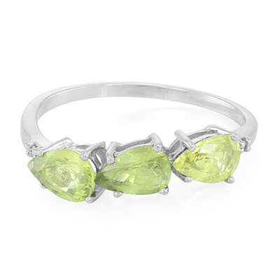 Anillo en plata con Zafiro verde AAA