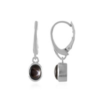 Pendientes en plata con Zafiro estrella negra