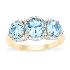 Anillo en oro con AAA Aguamarina