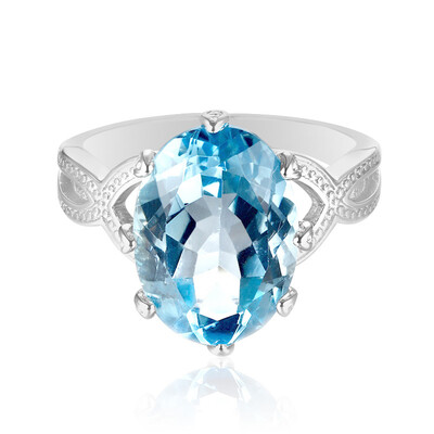 Anillo en plata con Topacio azul cielo