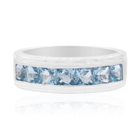 Anillo en plata con Topacio azul suizo
