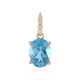 Colgante en oro con Topacio azul suizo