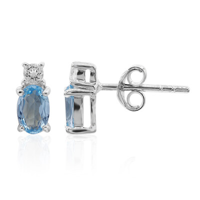 Pendientes en plata con Topacio azul suizo