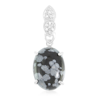 Colgante en plata con Obsidiana Copo de Nieve