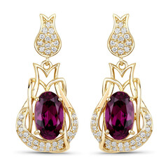 Pendientes en oro con Granate Magenta (SUHANA)