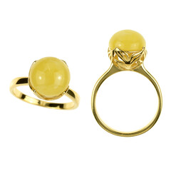 Anillo en plata con Ámbar báltico