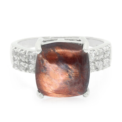 Anillo en plata con Ojo de tigre rojo