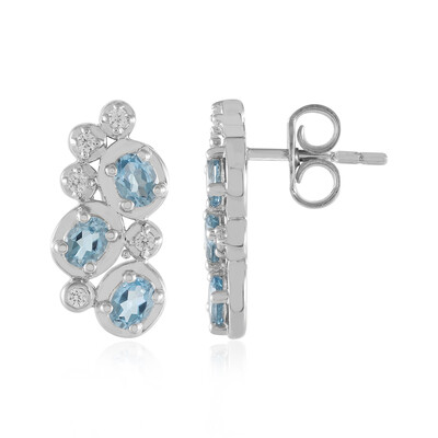 Pendientes en plata con Topacio azul suizo